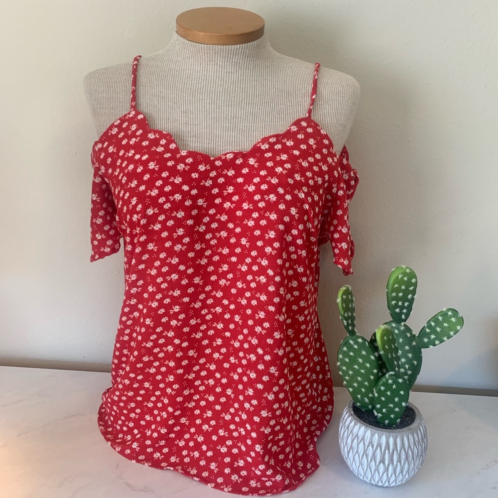 🌵 Women’s Scalloped Red Summer Blouse